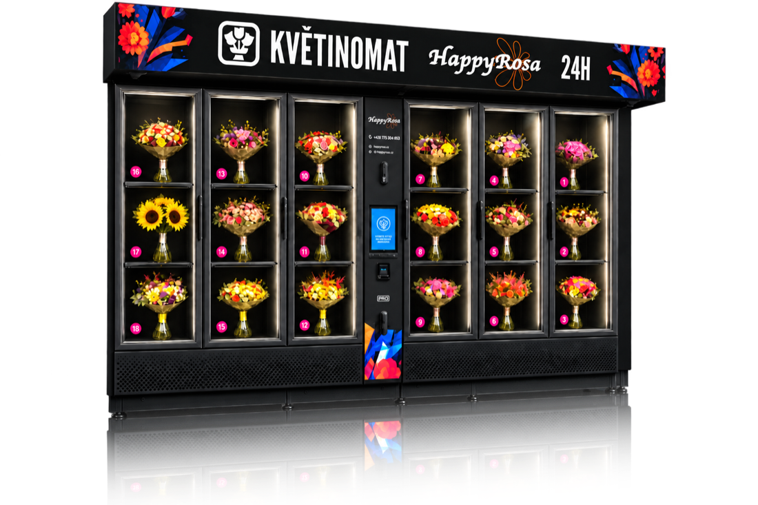 Květinomat HappyRosa — samoobslužný výdejní automat na čerstvé kytice